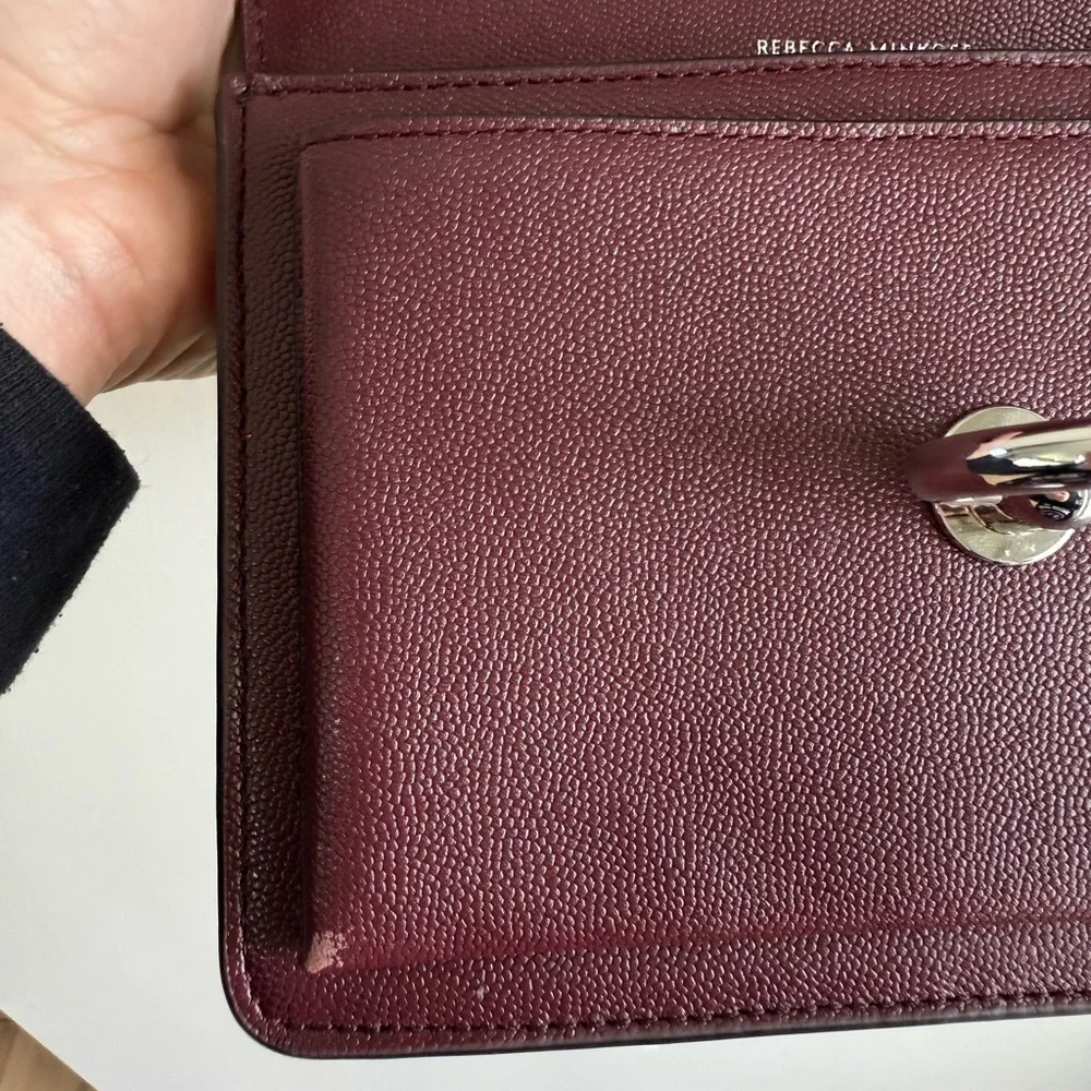 Rebecca Minkoff Jean Crossbody Chain Strap Mini Purse in Burgundy